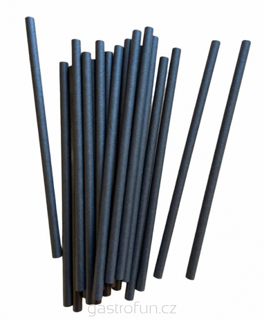 Brčka papírová (černá) - 8mm průměr / 20cm délka