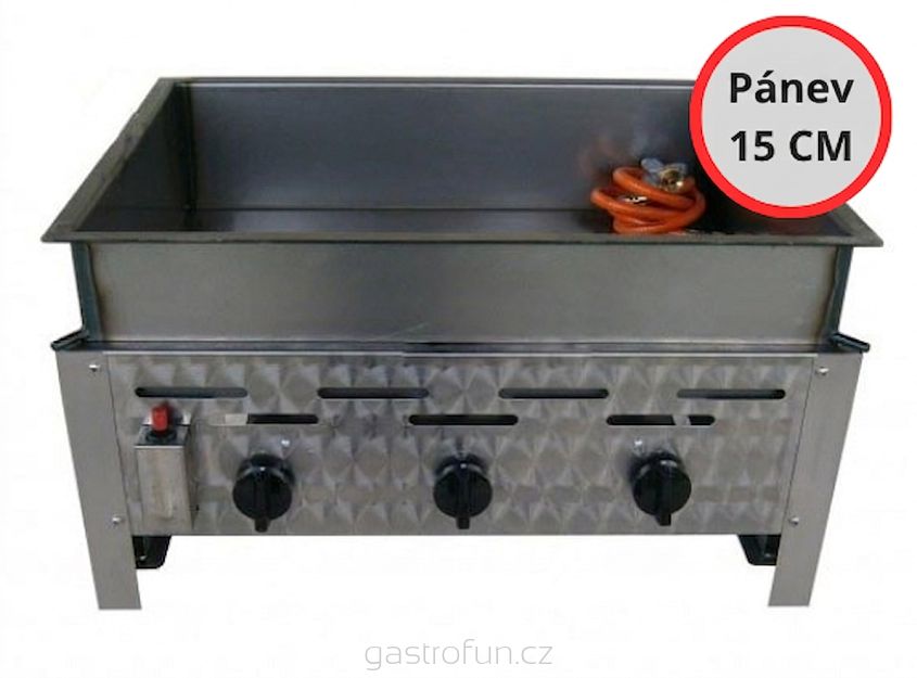 Plynová fritéza – 3-hořáková K+F s pánví 15 cm