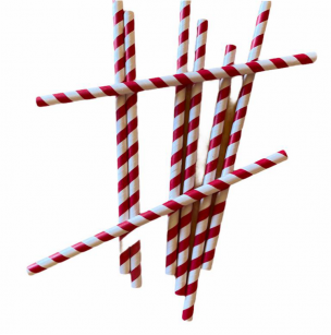 Brčka papírová (červeno - bílá) - 8mm průměr / 20cm délka