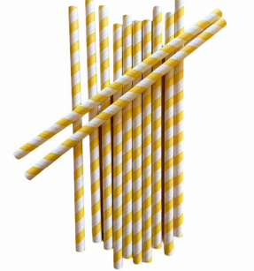 Brčka papírová  (žluto - bílá) - 8mm průměr / 20cm délka