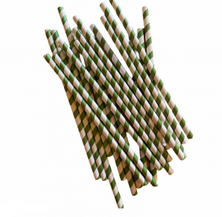 Brčka papírová (zeleno - bílá) - 8mm průměr / 20cm délka