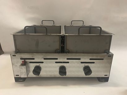 Gastro fritéza plynová- 3 hořáky - 2 nádoby (pánve)