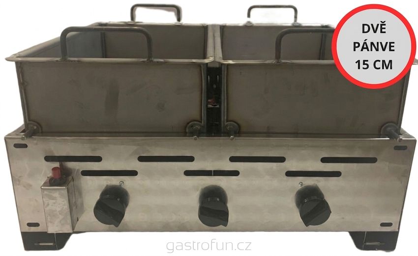 Plynová fritéza – 3-hořáková K+F se dvěma pánvemi